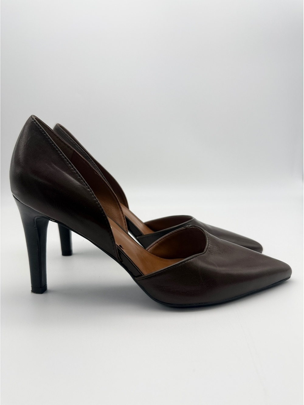 Franco Sarto Arrow Womens Brown Leather D'Orsay Pumps Pointed Toe Heels Size 7.5